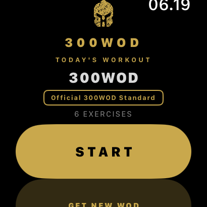 300WOD Apple Watch app — Home / Ready state showing today's workout
